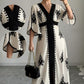 🌹 Rochie maxi elegantă femei cu decolteu V și imprimeu