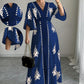 🌹 Rochie maxi elegantă femei cu decolteu V și imprimeu