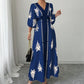 🌹 Rochie maxi elegantă femei cu decolteu V și imprimeu
