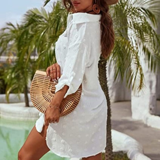 ✨ Cămașă damă elegantă din șifon jacquard, lejeră, model oversized confortabil