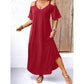 🔥 Rochie maxi elegantă femei, decolteu V cu umăr descoperit