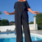 ✨ Set femei 2 piese, top asimetric un umăr descoperit și pantaloni casual