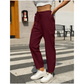 Pantaloni femei din bumbac, talie conică și croială lejeră