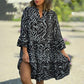 ✨ Rochie lejeră de vară femei cu imprimeu geometric, decolteu V, mâneci clopot și croială vaporoasă