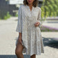 ✨ Rochie lejeră de vară femei cu imprimeu geometric, decolteu V, mâneci clopot și croială vaporoasă