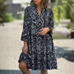 ✨ Rochie lejeră de vară femei cu imprimeu geometric, decolteu V, mâneci clopot și croială vaporoasă