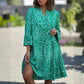 ✨ Rochie lejeră de vară femei cu imprimeu geometric, decolteu V, mâneci clopot și croială vaporoasă