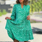 ✨ Rochie lejeră de vară femei cu imprimeu geometric, decolteu V, mâneci clopot și croială vaporoasă