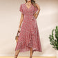 🌹 Rochie elegantă de vară femei confortabilă, decolteu V, talie legată și imprimeu floral fluid