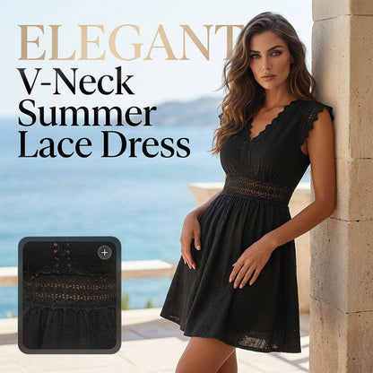 ✨ Rochie de vară elegantă cu decolteu V și dantelă