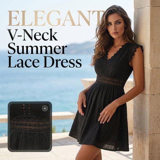 ✨ Rochie de vară elegantă cu decolteu V și dantelă