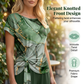 🏠Indispensabil pentru acasă😍 Set de două piese elegant pentru femei, cu imprimeu (bluză elegantă cu imprimeu + pantaloni largi, simpli și lejer)