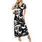 🌹 Rochie maxi elegantă femei cu imprimeu floral 3D confortabilă