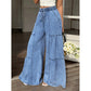 👖 Designul în două părți face ca picioarele să pară mai lungi 💓 Pantaloni evazați cu talie înaltă pentru femei 👇