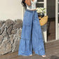 👖 Designul în două părți face ca picioarele să pară mai lungi 💓 Pantaloni evazați cu talie înaltă pentru femei 👇