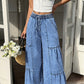 👖 Designul în două părți face ca picioarele să pară mai lungi 💓 Pantaloni evazați cu talie înaltă pentru femei 👇