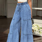 👖 Designul în două părți face ca picioarele să pară mai lungi 💓 Pantaloni evazați cu talie înaltă pentru femei 👇