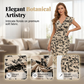 🌷 Rochie înfășurată femei de vară, decolteu V, mâneci cu volane și imprimeu floral, confortabilă