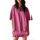 Set de 2 piese: Tricou supradimensionat pentru femei și fustă cu volane 🌸 | Ținută de vară respirabilă pentru relaxare ☀️ | Țesătură moale, croială lejeră 💕 | Mărimi S-2XL