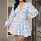 Rochie mini pentru femei, cu decolteu în V și imprimeu floral