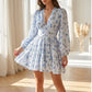 Rochie mini pentru femei, cu decolteu în V și imprimeu floral