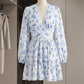 Rochie mini pentru femei, cu decolteu în V și imprimeu floral