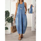 Rochie maxi de blugi femei fără mâneci, cu buzunare, croială lejeră confortabilă