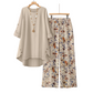 💥Seturi noi din bumbac și in!🔥 — Bluză pentru femei din bumbac și in, cu design minimalist + pantaloni largi cu imprimeu floral elegant🌺🛍️