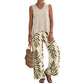 🍃Set de două piese pentru vacanță pentru femei (🧊 maiou simplu, răcoros + 🌿 pantaloni largi cu imprimeu floral) ☁️