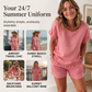 😍🧊Set de 2 piese: Top cu mânecă scurtă și pantaloni scurți pentru femei🍃