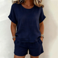 😍🧊Set de 2 piese: Top cu mânecă scurtă și pantaloni scurți pentru femei🍃