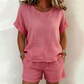😍🧊Set de 2 piese: Top cu mânecă scurtă și pantaloni scurți pentru femei🍃