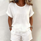 😍🧊Set de 2 piese: Top cu mânecă scurtă și pantaloni scurți pentru femei🍃