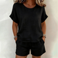 😍🧊Set de 2 piese: Top cu mânecă scurtă și pantaloni scurți pentru femei🍃