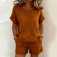 😍🧊Set de 2 piese: Top cu mânecă scurtă și pantaloni scurți pentru femei🍃