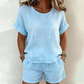 😍🧊Set de 2 piese: Top cu mânecă scurtă și pantaloni scurți pentru femei🍃