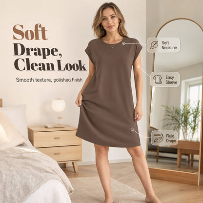 ✨Rochie pentru femei cu guler rotund, culoare uni😍