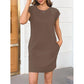 ✨Rochie pentru femei cu guler rotund, culoare uni😍
