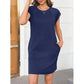 ✨Rochie pentru femei cu guler rotund, culoare uni😍