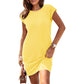 ✨Rochie pentru femei cu guler rotund, culoare uni😍