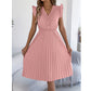✨Rochie midi pentru femei cu dantelă, decolteu în V, mâneci cu volane și pliseuri😍