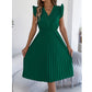 ✨Rochie midi pentru femei cu dantelă, decolteu în V, mâneci cu volane și pliseuri😍