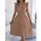 ✨Rochie midi pentru femei cu dantelă, decolteu în V, mâneci cu volane și pliseuri😍