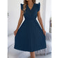 ✨Rochie midi pentru femei cu dantelă, decolteu în V, mâneci cu volane și pliseuri😍