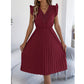 ✨Rochie midi pentru femei cu dantelă, decolteu în V, mâneci cu volane și pliseuri😍