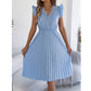 ✨Rochie midi pentru femei cu dantelă, decolteu în V, mâneci cu volane și pliseuri😍