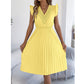 ✨Rochie midi pentru femei cu dantelă, decolteu în V, mâneci cu volane și pliseuri😍