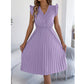 ✨Rochie midi pentru femei cu dantelă, decolteu în V, mâneci cu volane și pliseuri😍