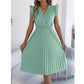 ✨Rochie midi pentru femei cu dantelă, decolteu în V, mâneci cu volane și pliseuri😍