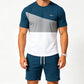 👕🩳 Set tricou și pantaloni scurți bărbați de vară cu blocuri de culoare, lejer și confortabil
